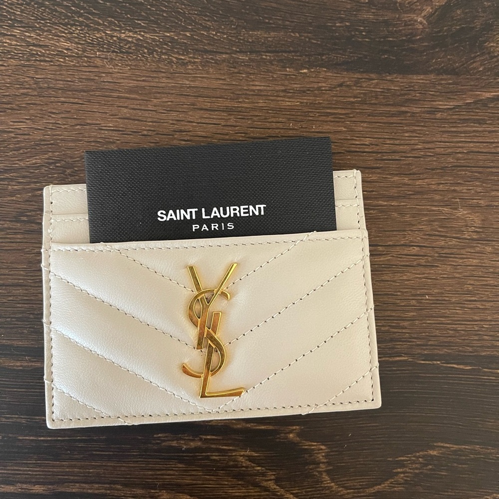 Saint Laurent Paris YSL Card Holder Crema Soft